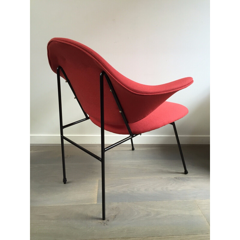 Red armchair re-upholstered, Thonet editions - 1950s