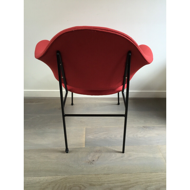 Red armchair re-upholstered, Thonet editions - 1950s