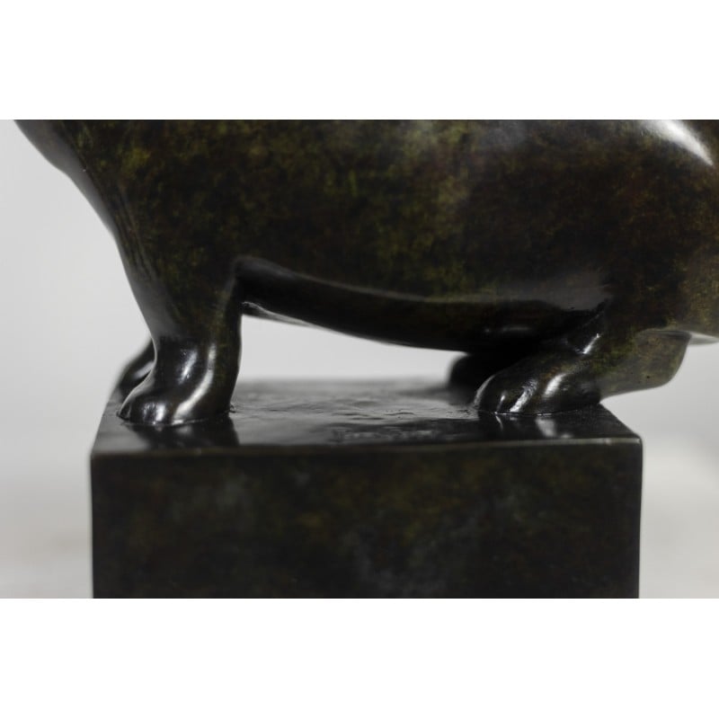 Escultura vintage "Hipopótamo" en bronce y hierro fundido de François Pompon para Valsuani, 2006