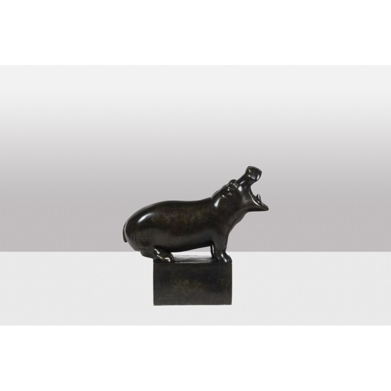 Escultura vintage "Hipopótamo" em bronze e ferro fundido de François Pompon para Valsuani, 2006