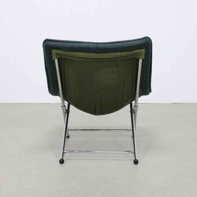 Vintage folding leather armchair by Teun Van Zanten for Molinari, 1970