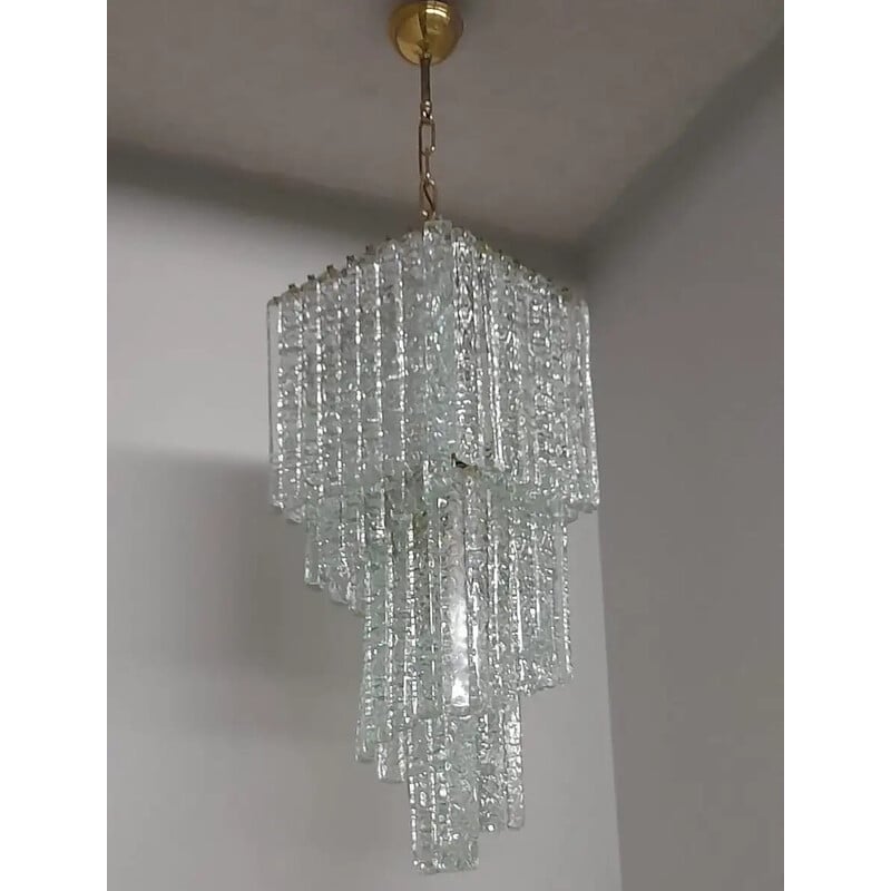 Vintage cascading chandelier in Murano glass for Mazzega, Italy 1970