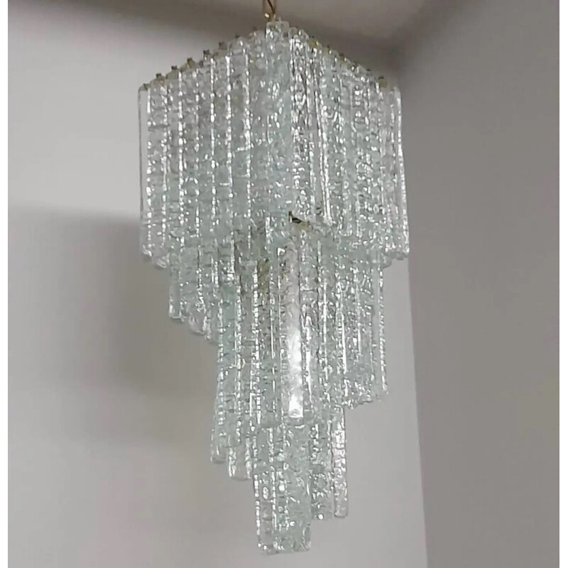 Vintage cascading chandelier in Murano glass for Mazzega, Italy 1970