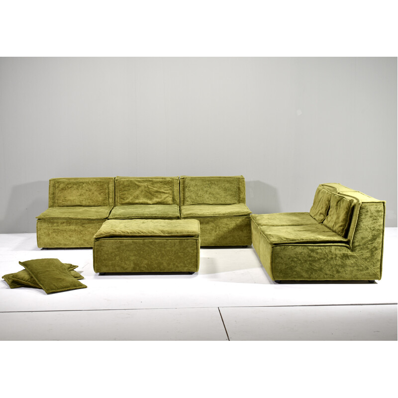 Vintage 3-Sitzer-Sofa aus grünem Samt, 1970
