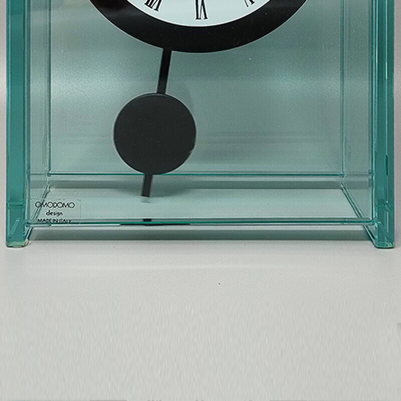 Horloge à pendule vintage en cristal par Omodomo, Italie 1970