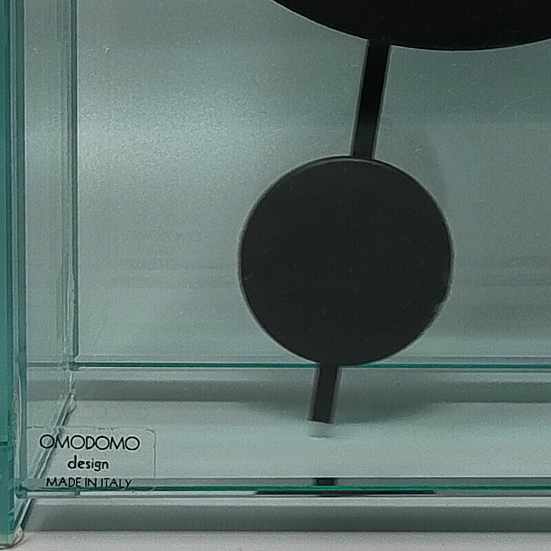 Relógio de pêndulo em cristal vintage da Omodomo, Itália 1970