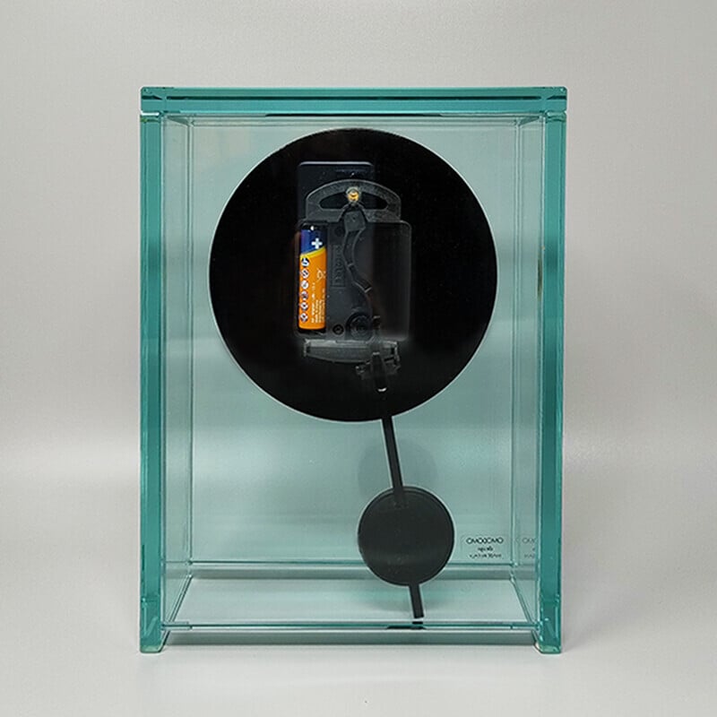 Relógio de pêndulo em cristal vintage da Omodomo, Itália 1970