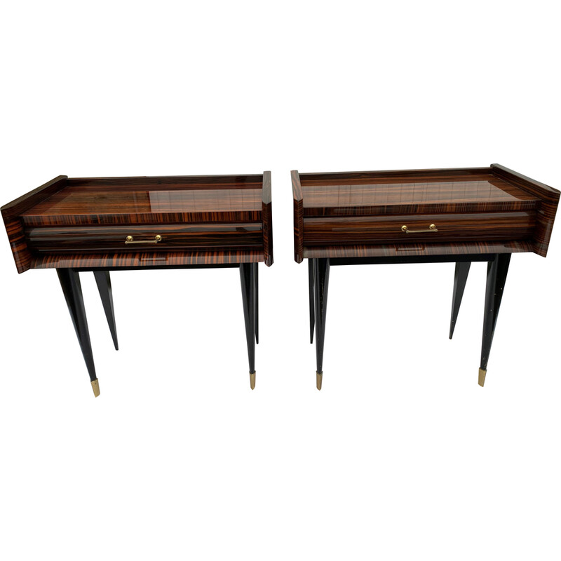 Pair of vintage bedside tables model NF157 in rosewood veneer, 1950
