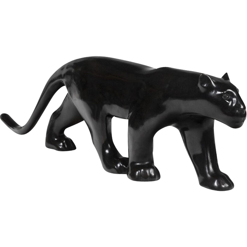 Vintage-Skulptur "Großer schwarzer Panther" aus Bronze von François Pompon, 2006