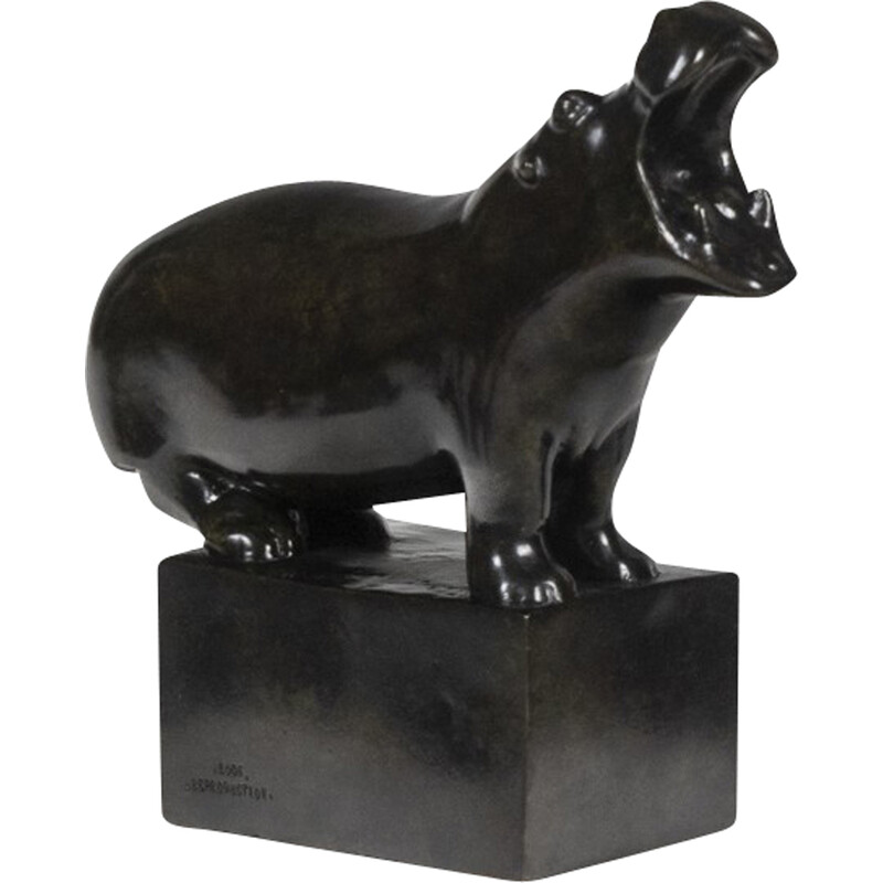 Vintage “Hippopotamus” sculpture in bronze and cast iron by François Pompon for Valsuani, 2006
