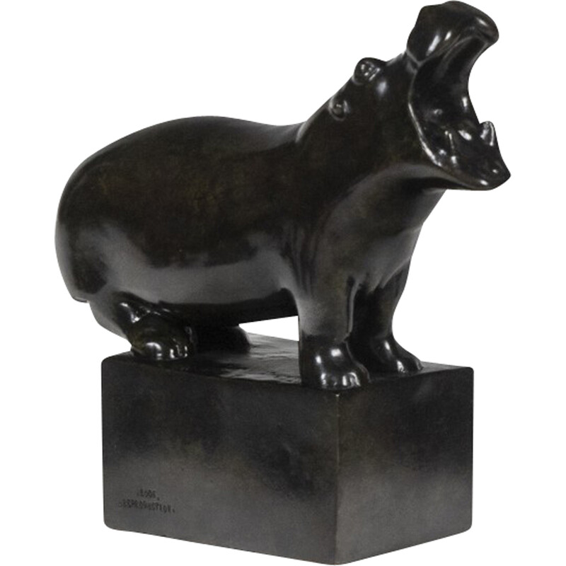 Vintage-Skulptur "Hippopotame" aus Bronze und Gusseisen von François Pompon für Valsuani, 2006