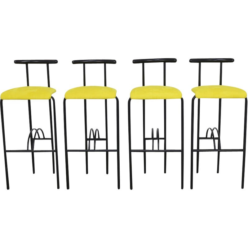 Lot de 4 tabourets de bar vintage, 1980