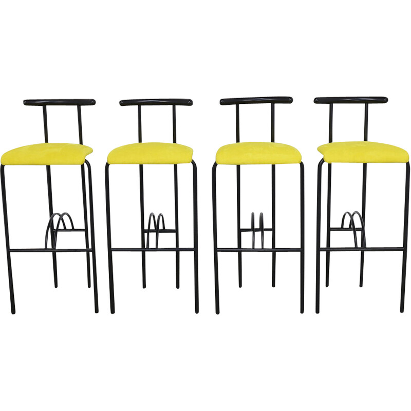 Set of 4 vintage bar stools, 1980