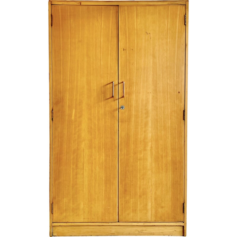 Vintage-Büromöbel aus Holz mit 3 festen Regalen und Doppeltüren, 1971