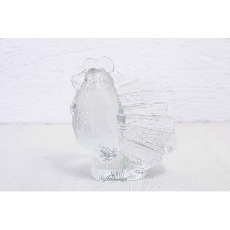 Vintage glass "hen" paperweight for Pukeberg Sweden, Sweden 1970