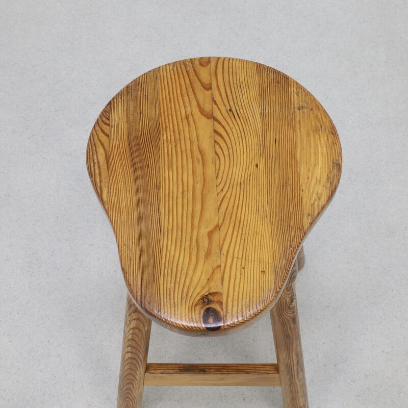 Pair of vintage pine bar stools, 1970