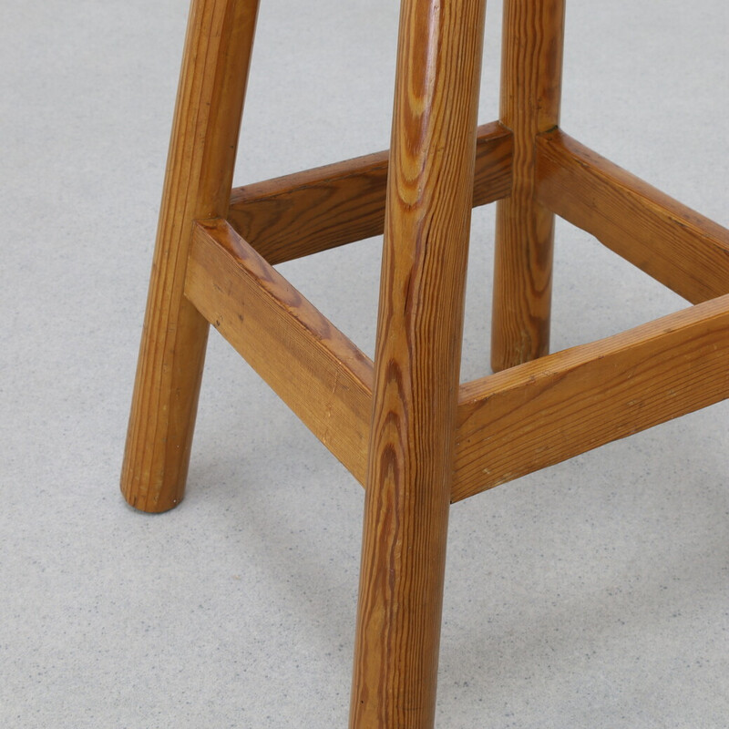 Pair of vintage pine bar stools, 1970