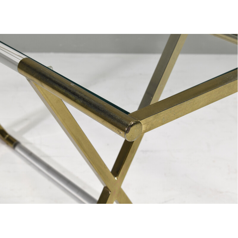 Table console vintage en acrylique et laiton par Charles Hollis Jones X, Etats-Unis 1980