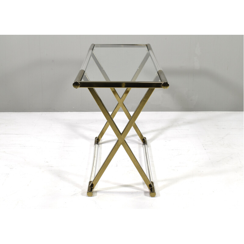 Vintage acrylic and brass console table by Charles Hollis Jones X, USA 1980