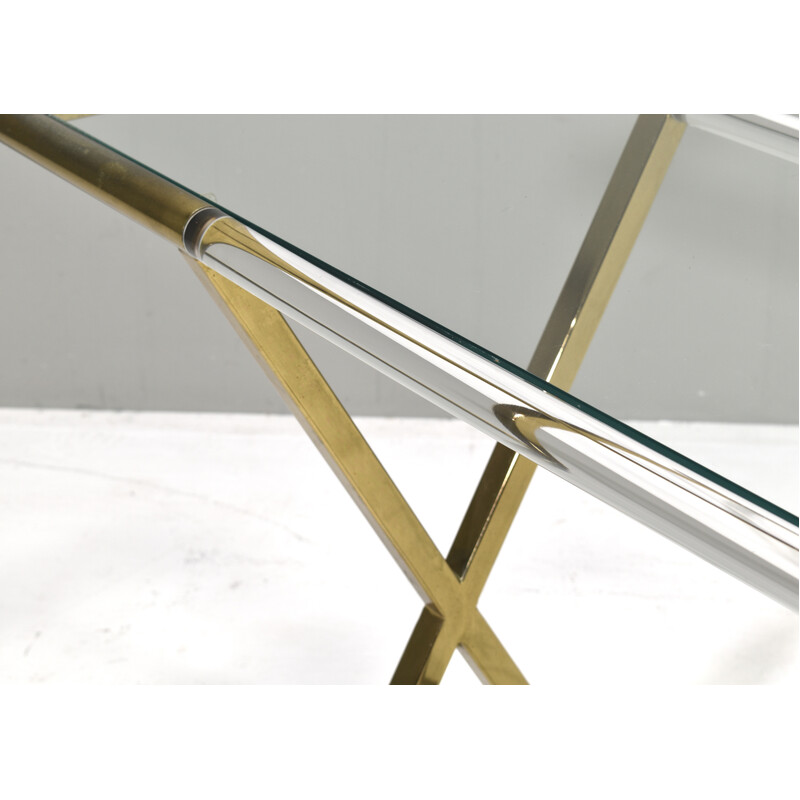 Vintage acrylic and brass console table by Charles Hollis Jones X, USA 1980