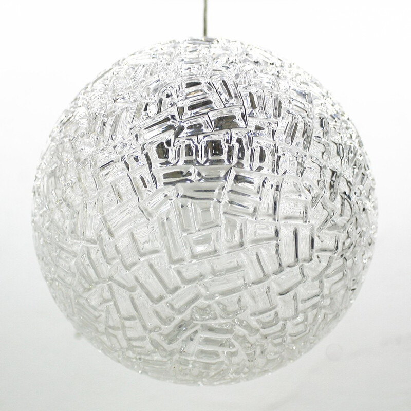 Spheric glass mid-century pendant lamp - 1960s