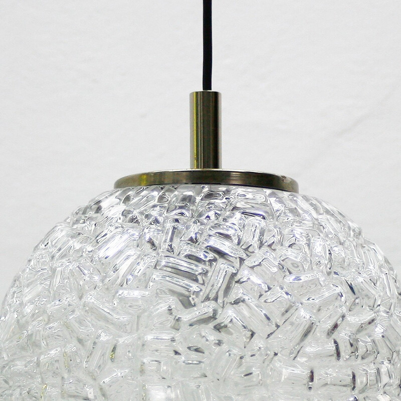 Spheric glass mid-century pendant lamp - 1960s
