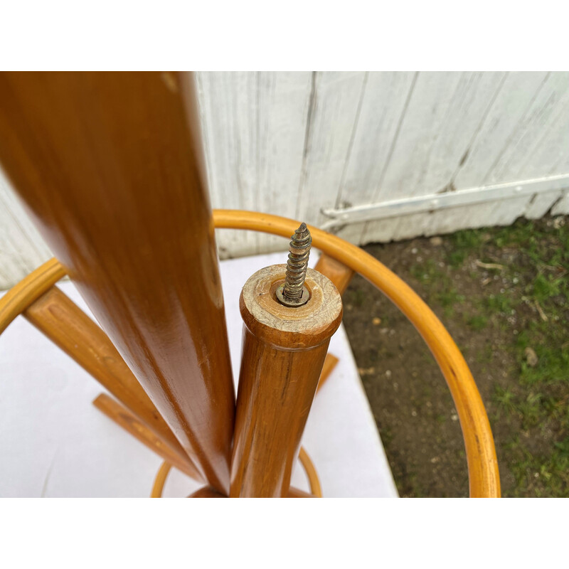 Vintage parrot coat rack in curved light wood, France 1960