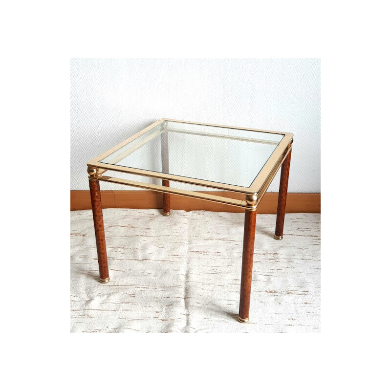 Vintage Orsenigo coffee table in gold metal for Lancel, 1960