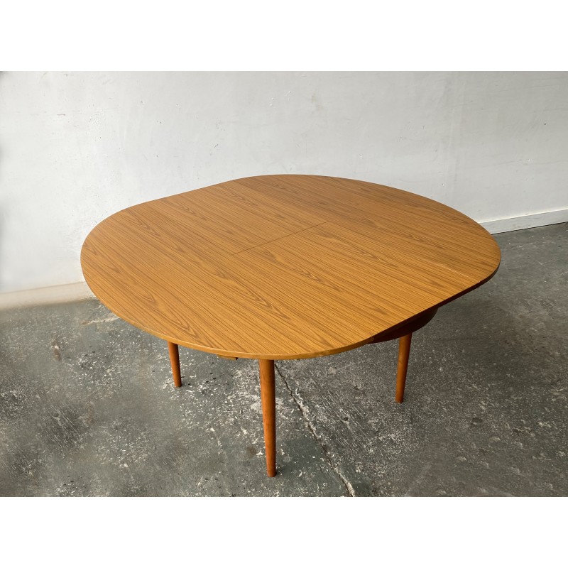 Vintage extendable dining table in formica and solid beech for Schreiber Furniture, 1960