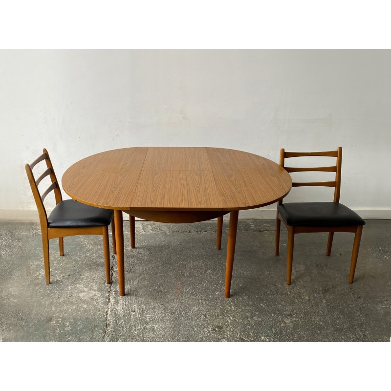 Vintage extendable dining table in formica and solid beech for Schreiber Furniture, 1960