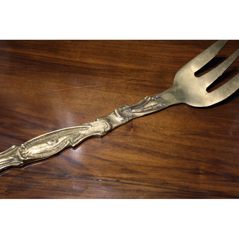 Vintage decorative brass cutlery set, Italy 1950