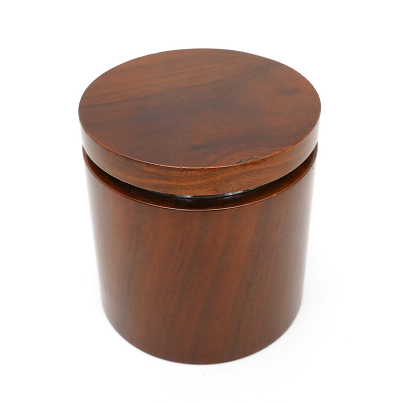 Vintage cylindrical wooden tobacco box, Italy 1960