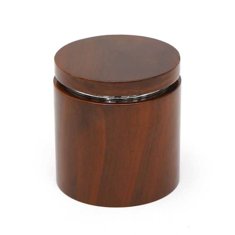 Vintage cylindrical wooden tobacco box, Italy 1960