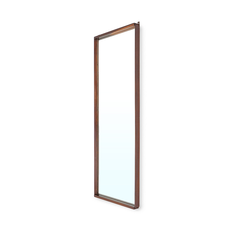 Miroir vintage rectangulaire avec cadre en bois, Italie 1960