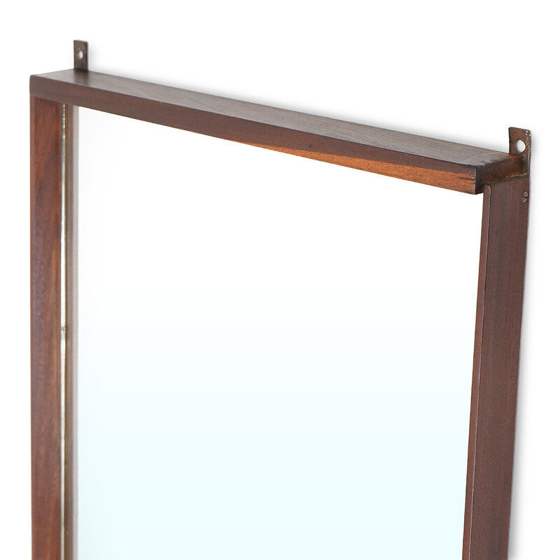 Miroir vintage rectangulaire avec cadre en bois, Italie 1960