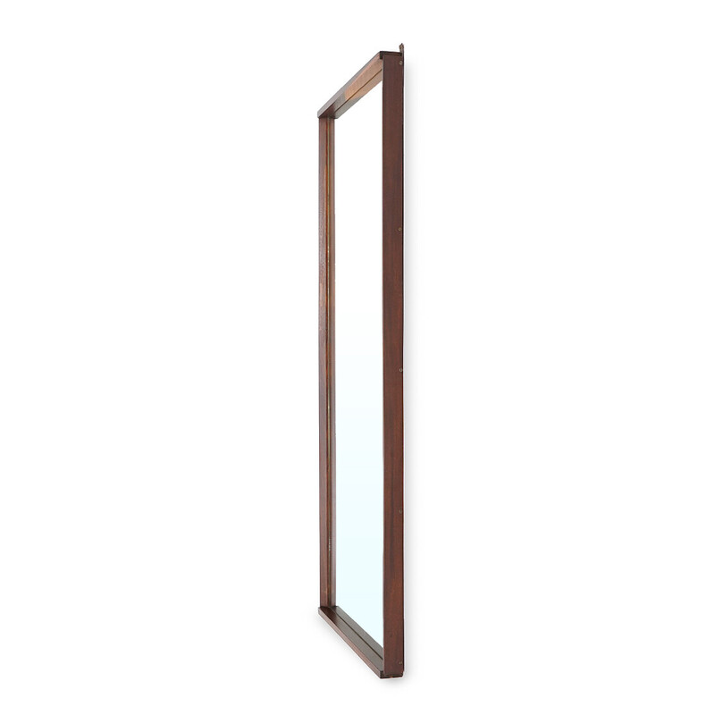 Miroir vintage rectangulaire avec cadre en bois, Italie 1960