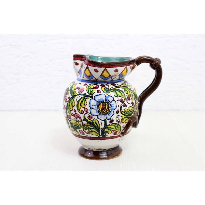 Vintage ceramic pitcher for Deruta, Italy