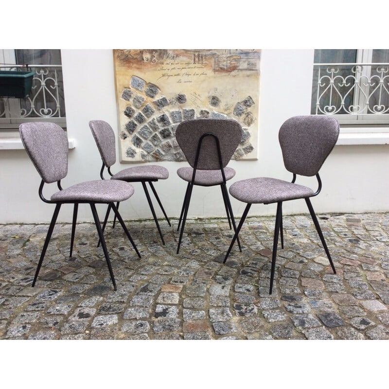 Set of 4 grey bistro chairs - 1950s