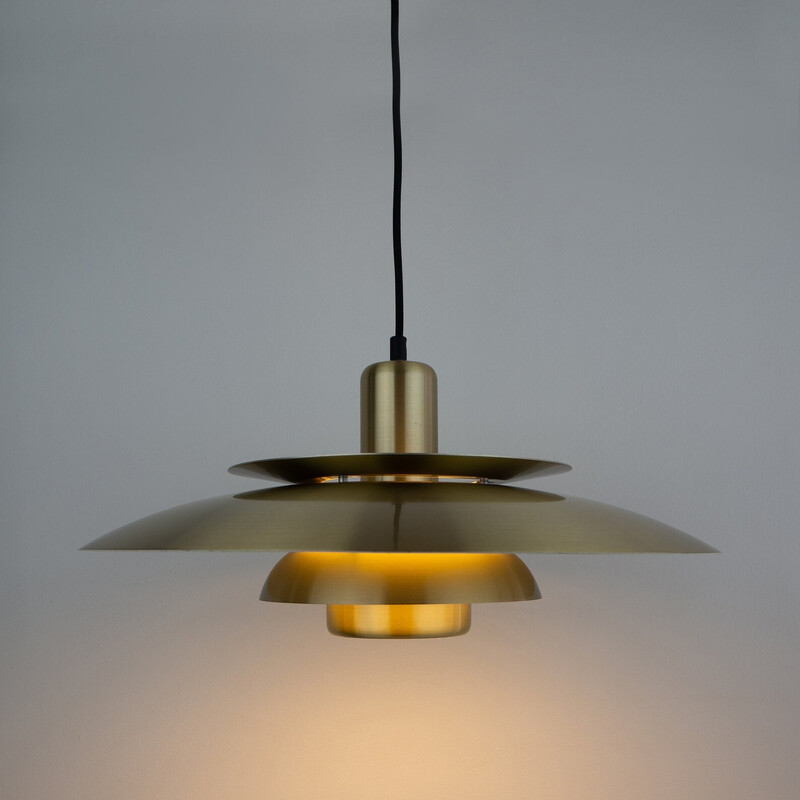 Vintage aluminum pendant lamp by Bent Nordsted for Lyskaer, Denmark 1980