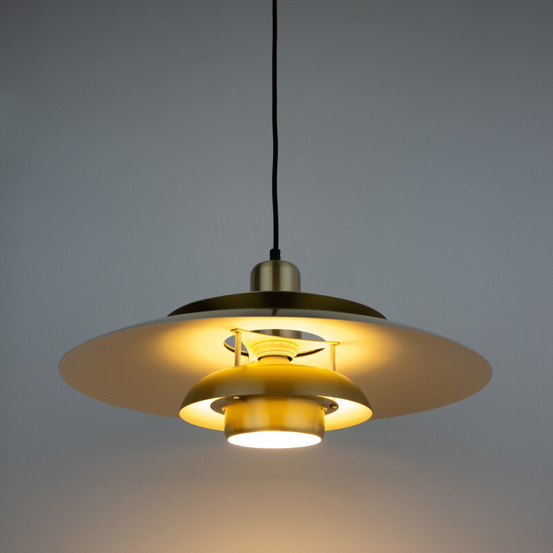 Vintage aluminum pendant lamp by Bent Nordsted for Lyskaer, Denmark 1980