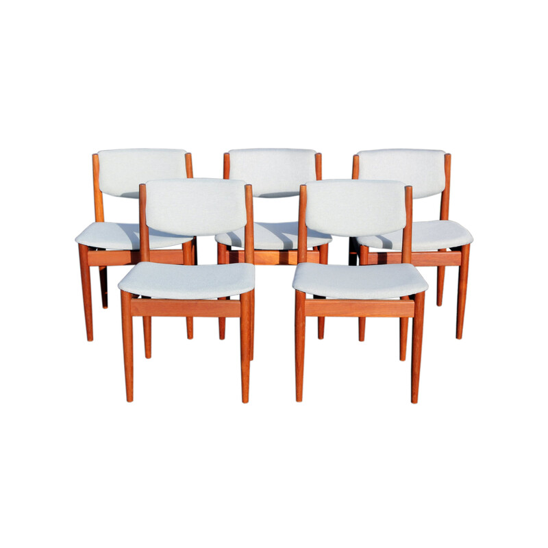 Set of 5 vintage teak model 197 dining chairs by Finn Juhl for France and Søn, 1960