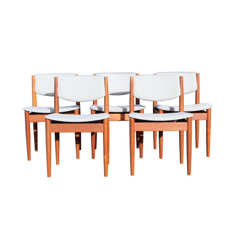 Set of 5 vintage teak model 197 dining chairs by Finn Juhl for France and Søn, 1960