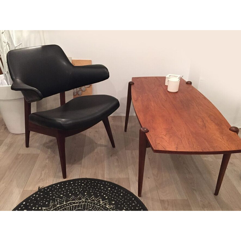 Black leatherette armchairs by Louis van Teeffelen - 1950s 