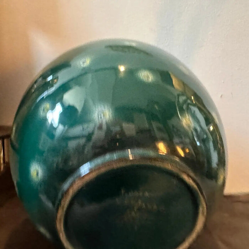 Vintage Sicilian vase in green ceramic, 1955