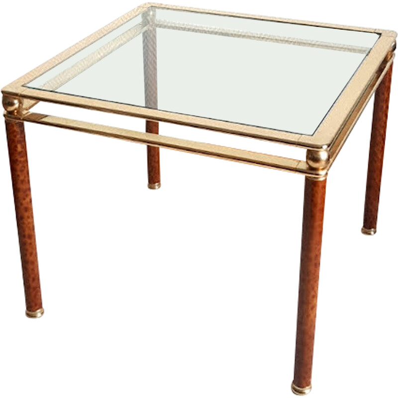 Vintage Orsenigo coffee table in gold metal for Lancel, 1960