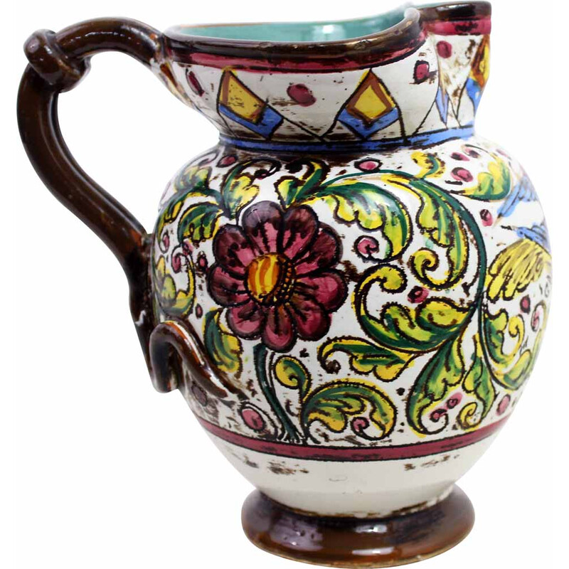 Vintage ceramic pitcher for Deruta, Italy