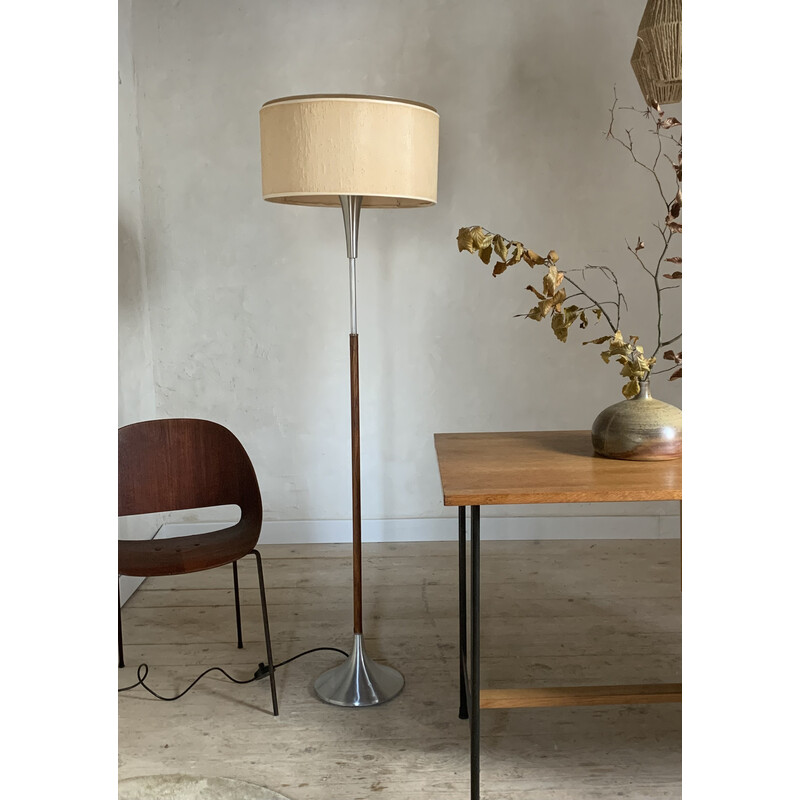 Vintage rosewood and aluminum floor lamp, 1960