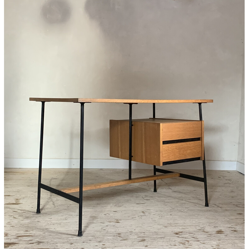 Vintage-Schreibtisch aus Eiche und Metall