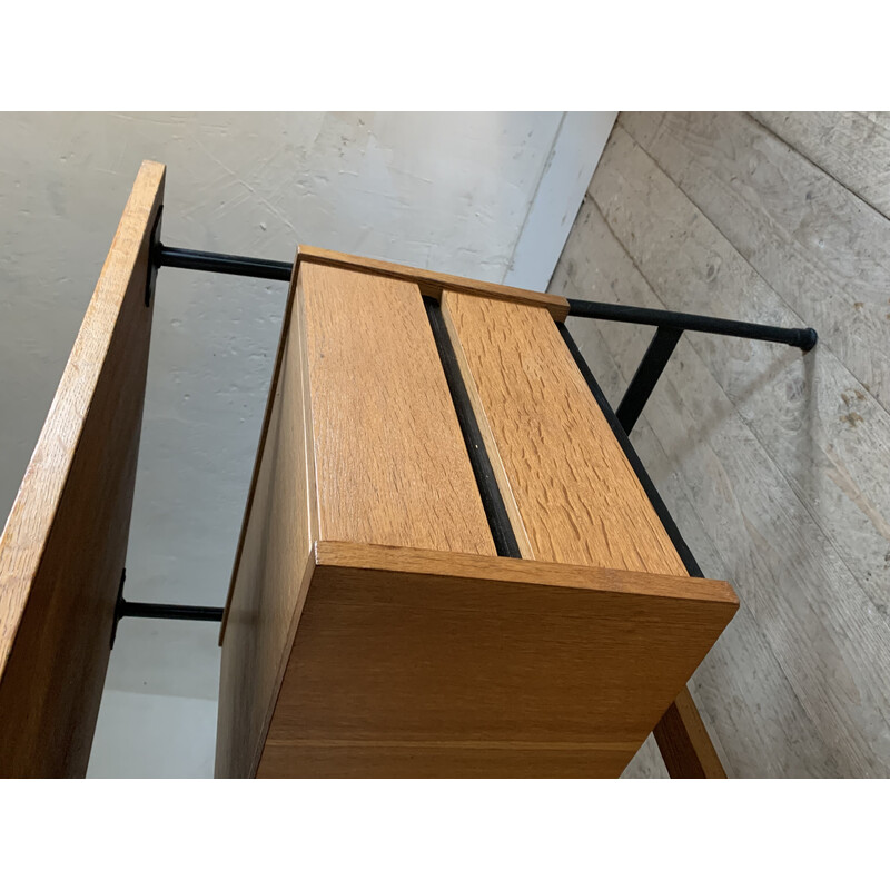 Vintage oak and metal desk