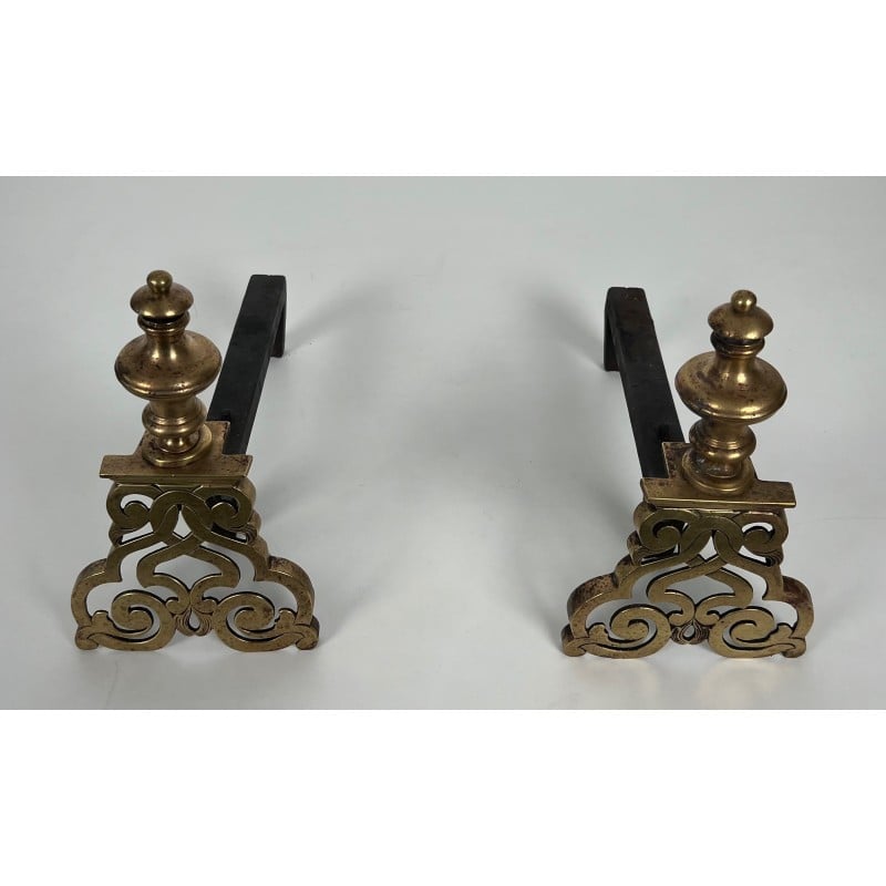 Coppia di candelabri d'epoca in bronzo cesellato e ferro battuto, Francia